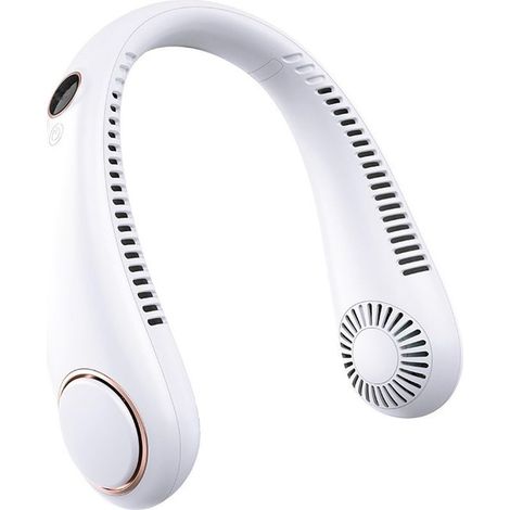 Ventilateur de cou silencieux avec écran et 5 vitesses réglables — Ventilateur de cou portable USB à longue autonomie et sans pales — Idéal pour une utilisation en extérieur