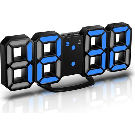Sveglia digitale a LED 3D, orologio da parete, orologio digitale, sveglia a LED 3D Timorn con 3 livelli di luminosità regolabili, funzione snooze, luce notturna, dimmerabile