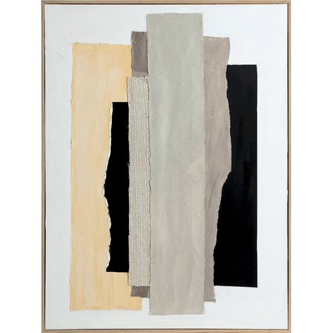 Tableau abstrait en toile tons neutres - tons neutres et bois clair (1/5)