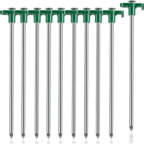 10 Heavy Duty Tent Stakes, Professional Windproof Ground Stakes for Outdoor Camping, Metal Tent Stakes (1/5)