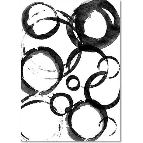 Tableau bois cercles abstraits - 60 x 80 cm (1/5)