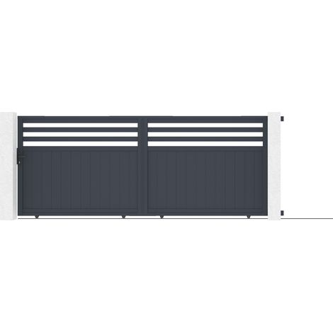 Portail coulissant 4m NEVIS H.160cm aluminium gris (1/5)