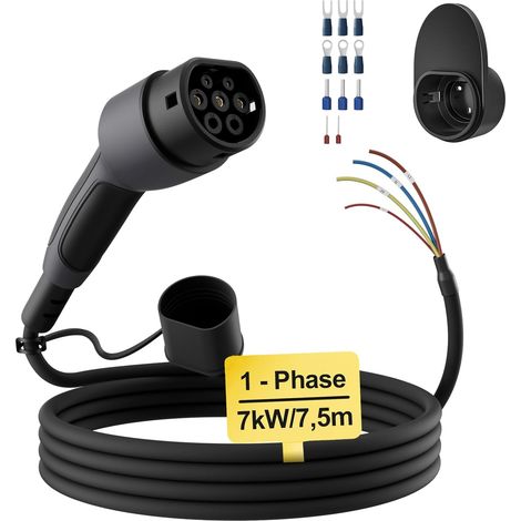 Type 2 Open End Charging Cable 7kW [1-Phase 7.5m 32A] for Wallbox/Replacement Cable for Charging Station (1/5)