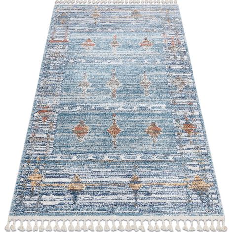 Tappeto moderno BELLE BF13C blu / beige Frange blue 140x190 cm