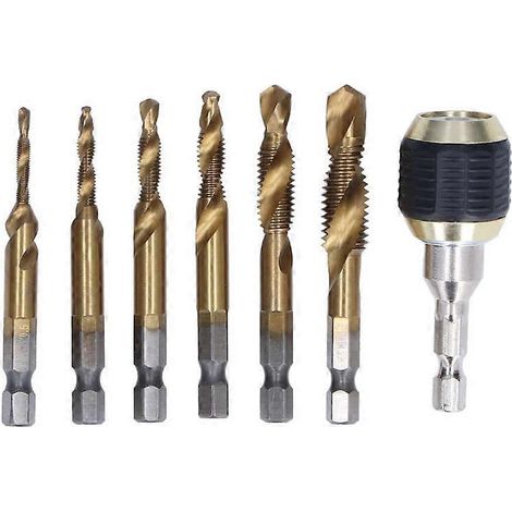 Embouts de robinet à tige hexagonale / Jeu de tiges 1/4 po, acier rapide résistant à la rouille, connexion spirale pour le perçage