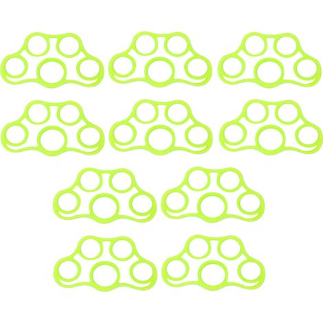 Lot de 10 extenseurs de doigts souples 6.6LB vert, en silicone flexible et doux, portable et respectueux de la peau pour la rééducation et l'entraînement. (1/5)