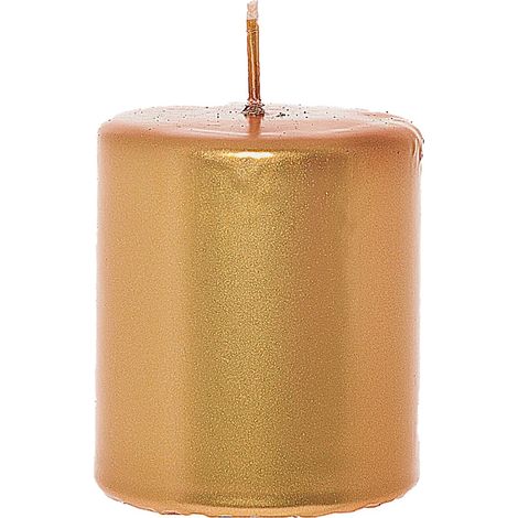 Candela a colonna "Lucida" in cera color Oro metallic da 8 cm (1/2)