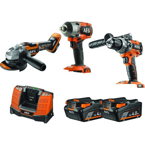 Pack 3 Outils Brushless 18V - Perceuse à Percussion, Boulonneuse à Chocs, Meuleuse 125 mm, 2 Batteries 4,0 Ah, Chargeur, Sac de Rangement - JP18AA3-402B LK1 (1/5)