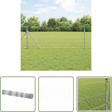 vidaXL Clôture rectangulaire - Clôture de prairie Argenté 50 x 0,8 m Acier galvanisé (1/5)