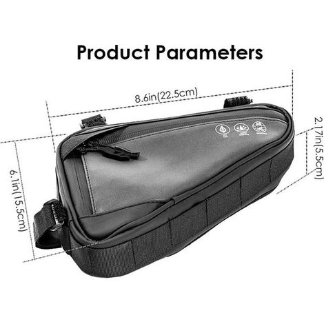 Borsa da bicicletta, borsa da telaio triangolare, borsa portaoggetti riflettente, accessori per mountain bike e bici da strada di grande capacità, colore nero (1/4)