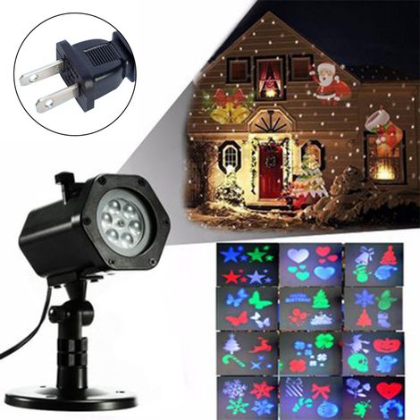 Projecteur LED rotatif pour Noël et Halloween, étanche, pour éclairage paysager extérieur (jardin, mur), décoration pour fêtes d'anniversaire et de Noël (12 diapositives) (1/5)