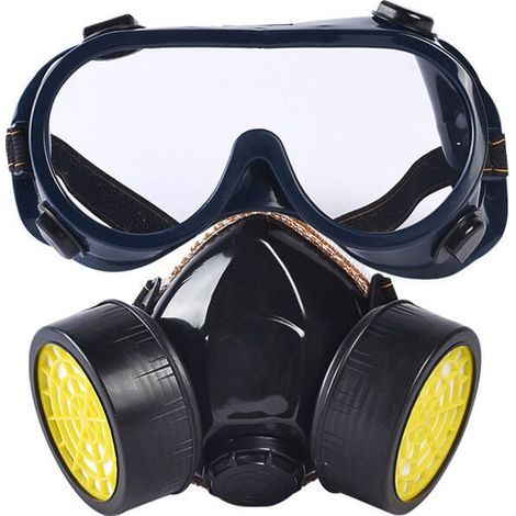 Masque respiratoire réutilisable, masque à double filtration protection contre les vapeurs toxiques, masque chimique anti-poussière anti-gaz pour peinture bricolage travaux de ponçage (noir) (1/4)