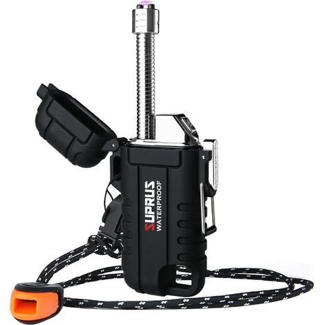 Briquet étanche coupe-vent Briquet plasma à arc USB-C rechargeable avec col extensible et flexible pour activités de plein air, camping, cuisine (1/5)