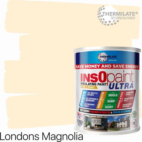 InsOpaint ULTRA - 9 IN1 Interior & Exterior Paint-  Insulating & Energy Saving Interior Walls & Ceilings - London's Magnolia - 1L