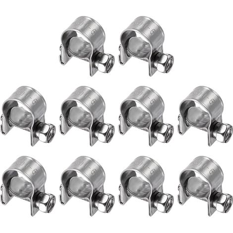 10pcs Collier De Serrage Pour Injection De Carburant 9-11mm Ajustable En Acier Inoxydable 304 Mini Collier Pour Tuyau À Gaz Pour Automotive Agriculture Tuyau (1/5)