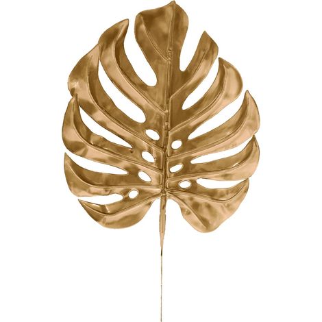 Ramo decorativo foglia laminata Oro decorazione per composizioni floreali h 40 cm
