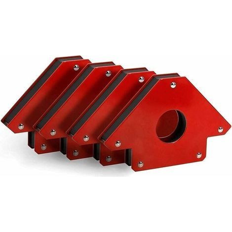 Positionneur de soudage magnétique (lot de 2, force de traction : 11 kg, angles magnétiques : 45°, 90° et 135°), équerre magnétique pour soudage, aimant de soudage rouge avec flèche. (1/4)