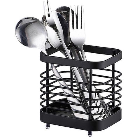 Porte-couverts de comptoir en acier inoxydable, égouttoir de cuisine, support à ustensiles (1/5)