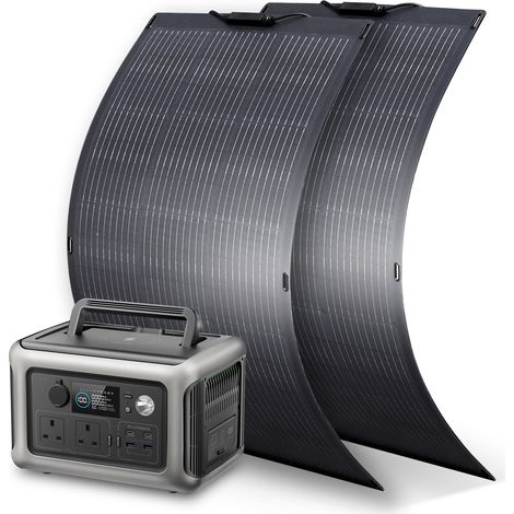 ALLPOWERS R600 600W Portable Power Station, 299Wh LiFeP04 Battery, Solar Generator with 2Pcs 100W Flexible Solar Panel Included for Outdoor Camping Travel Fishing Emergency Power Supply Backup (1/5)