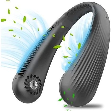 Ventilatore portatile per il collo, ventilatore USB da 3000 mAh senza lame, silenzioso, collare ventilatore personale, raffreddatore ricaricabile a 3 velocità, per ufficio, casa, viaggio (nero) (1/5)