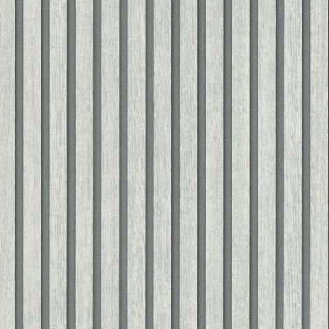 Grey Wood Panel Textured Wallpaper Acoustic Slat Effect Paste The Wall (1/4)