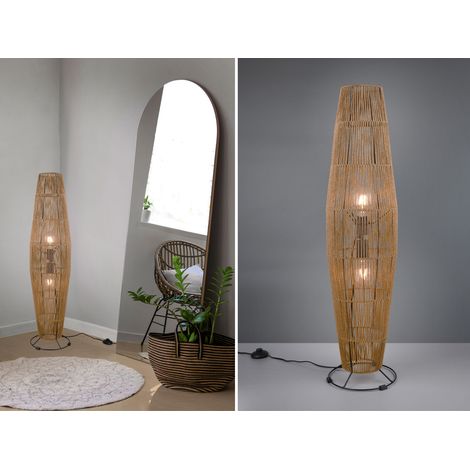 Kleine Stehleuchte MIKI mit Papier Lampenschirm im Boho Stil, Höhe 103cm