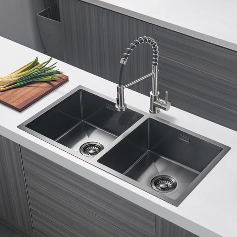 Évier cuisine 2 bacs inox LOMAZOO Aquarius 875x450 mm Anthracite