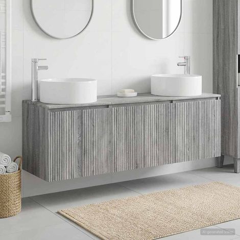 vidaXL Bathroom Cabinet Set 3 pcs Grey Sonoma 161.5 x 44.5 x 80 cm (1/5)