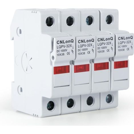 RT18-32X Solar PV Fuse Holder - DC1000V, 4 pieces, DIN base, Photovoltaic System Protection with Light (30A) (1/5)