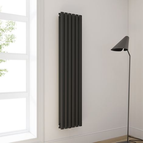 ELEGANT Heizkörper Anthrazit Doppellagig Röhrenheizkörper Oval Paneelheizkörper Vertikal 1600x354mm 1140Watt