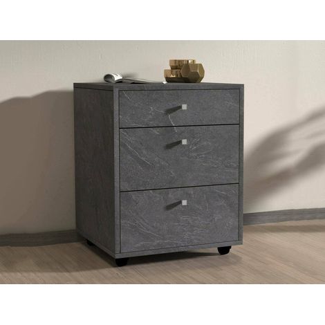 Dmora - Cómoda Yorgos, Cómoda para dormitorio, Cómoda con 3 cajones, 47x45h61 cm, Pizarra (1/5)