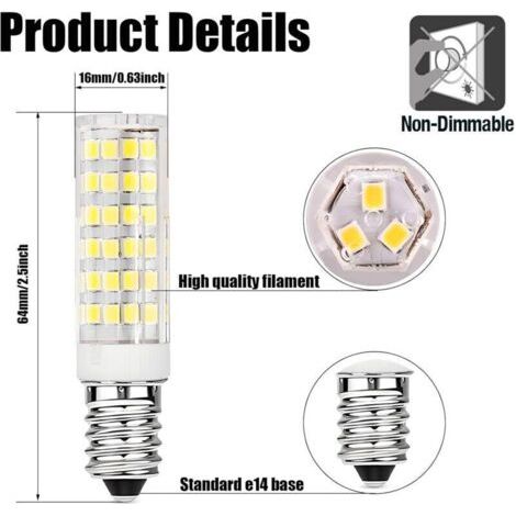 Lot de 5 ampoules LED E14 pour hottes de cuisine, 9 W, blanc froid (6000 K), 220-230 V CA, non dimmables, pour réfrigérateurs/hottes de cuisine. (1/3)