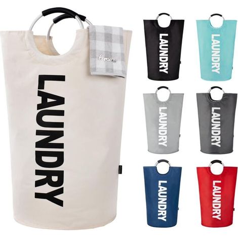 125L Large Capacity Laundry Hamper, Foldable Laundry Bag with Padded Handles, Laundry Bins, Ideal for Storing and Carrying Clothes, Beige (1/5)