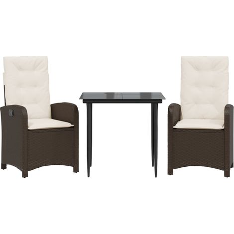 Maison Exclusive - 3-tlg. Garten-Essgruppe mit Kissen Braun Poly (1/5)