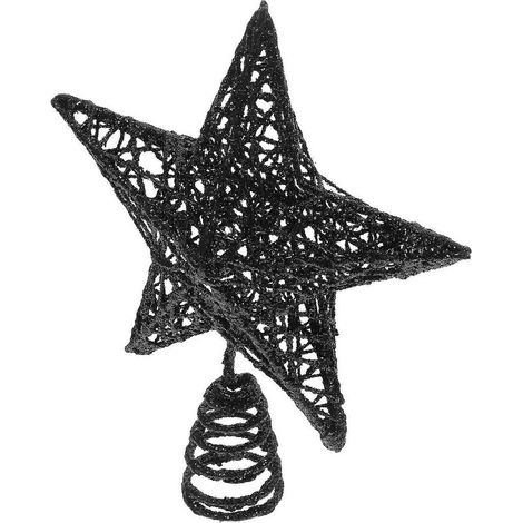 Cime d'arbre en forme d'étoile en fer, décoration de Nol pour une ambiance festive, 19,00 x 16,00 x 3,50 cm, design élégant, 1 pièce. (1/5)