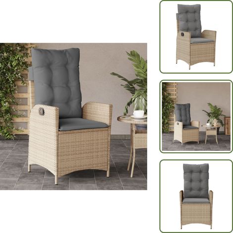 Rückenkissen - vidaXL Gartensessel mit Kissen Verstellbar Beigemischung Poly Rattan - Poly Rattan (1/5)