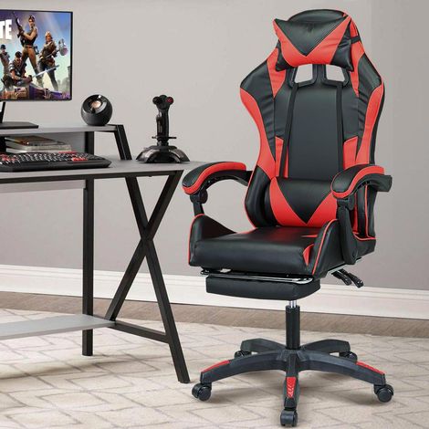 Sedia Poltrona Gaming Scrivania Ufficio Casa Reclinabile Girevol con Poggiapiedi (1/5)