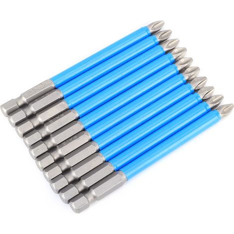10 embouts de tournevis antidérapants en acier allié S2, foret magnétique puissant en croix PH2 x 90 mm