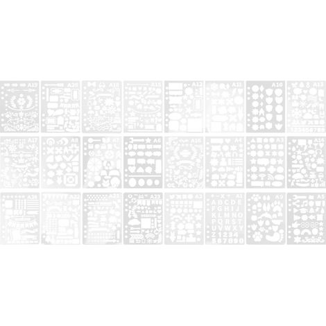 Pochoir Peinture - 24 Pieces Modeles Creux En Pet Pour Loisirs Creatifs Et Graffiti Sur Bois Tissu Mur (1/5)
