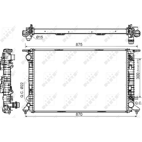 Radiateur, refroidissement du moteur NRF 53116 AUDI 8R0121251A 8R0121251C