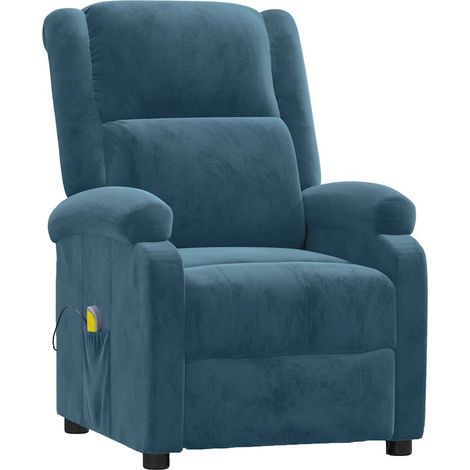 Fauteuil de massage inclinable  Fauteuil relax Bleu Velours 15248 (1/5)