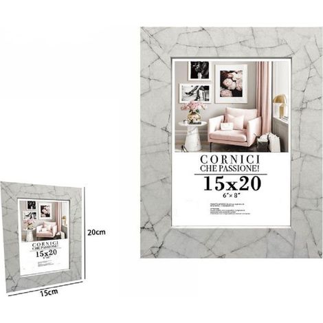 TrAdE Shop Traesio - Cornice Portafoto Quadri Tele Poster 15x20 Cm Modello Effetto Marmo Bianco 71651 -