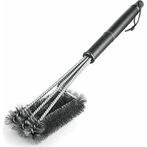 DEESSE SHOP - Brosse à barbecue en 1, poignée d'isolation thermique en PP, nettoyage à 360°, poils en fil de tissage en acier inoxydable longue durée, nettoyeur de grilles de cuisine et brûleurs (1/5)