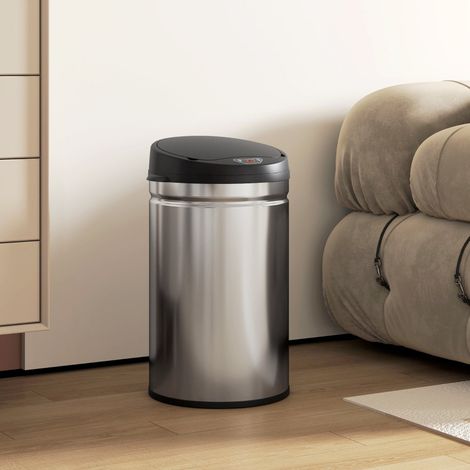 30L Poubelle Automatique à Capteur, Fermeture Silencieuse, Poubelle Sans Contact en Acier Inoxydable pour Cuisine Propre et Hygiénique