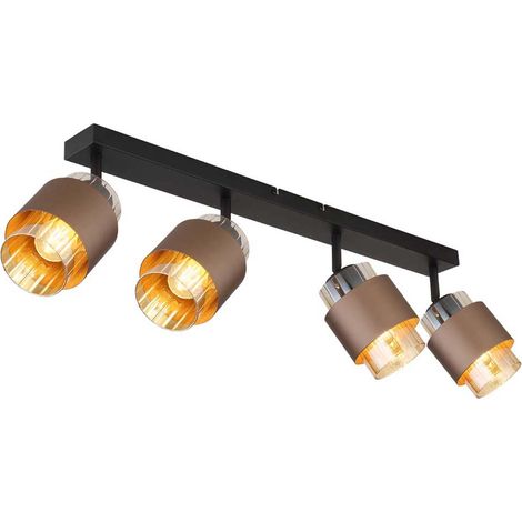 Plafonnier, spot encastré, applique murale, verre ambré, orientable, 4 lumières, L 65 cm