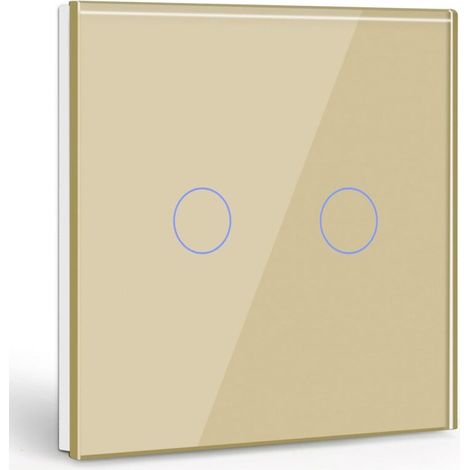 Interrupteur tactile monocommande à 2 position, interrupteur à lumière blanche avec affichage LED, - aucun fil neutre requis, doré (1/5)