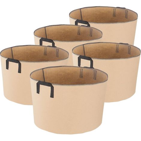 Lot de 5 sacs de culture en tissu de 20 gallons avec poignées et sangles, pour pépinière et jardin. (1/4)