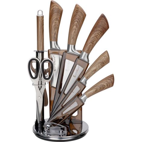 Juego de 9 cuchillos de cocina en un soporte con afilador y tijeras E-6265 (1/5)