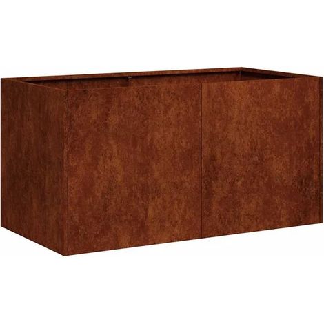 Pot de fleurs rouillé en acier inoxydable 80x40x40 cm (1/5)