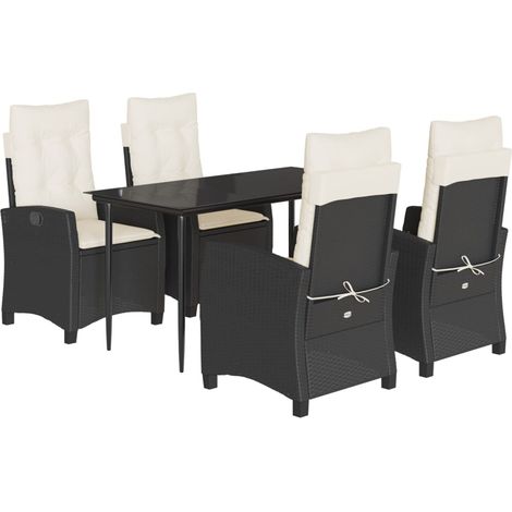 Maison Exclusive - Set da Pranzo da Giardino 5 pz Nero con Cuscini in Polyrattan (1/5)